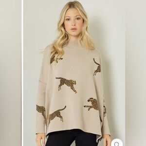 Cheetah Print Tan Sweater M